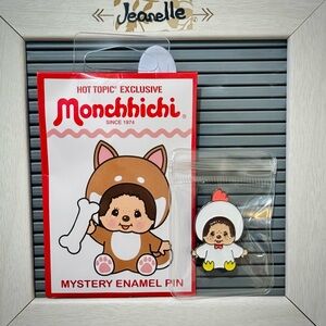 Monchhichi Mystery Enamel Pin Hot Topic Exclusive - White and Red